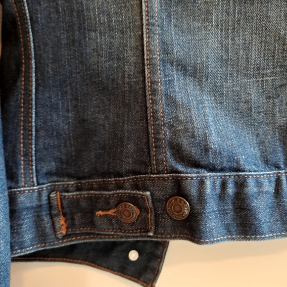 Old Navy Denim Trucker Jacket Dark Wask Worn Look - Picture 10 of 12